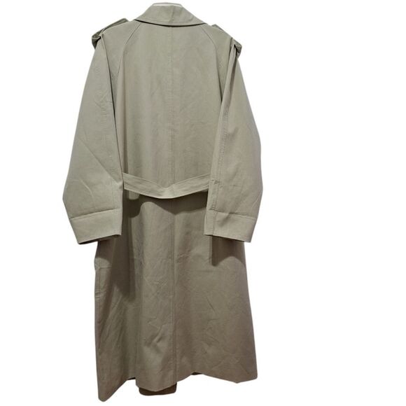 Zhou Mo Oversized Trench Coat Tencel Belted No Size Tag Medium Light Olive NWT - Picture 4 of 17